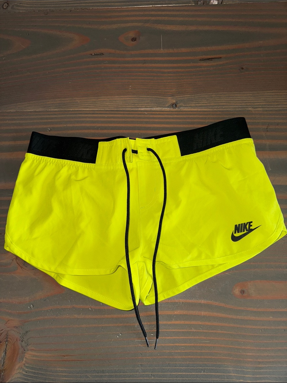 Nike Neon Yellow Running Shorts with Black Waistband - NWOT